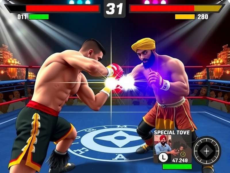 Punjab Power Punch game screenshot showing intense wrestling action